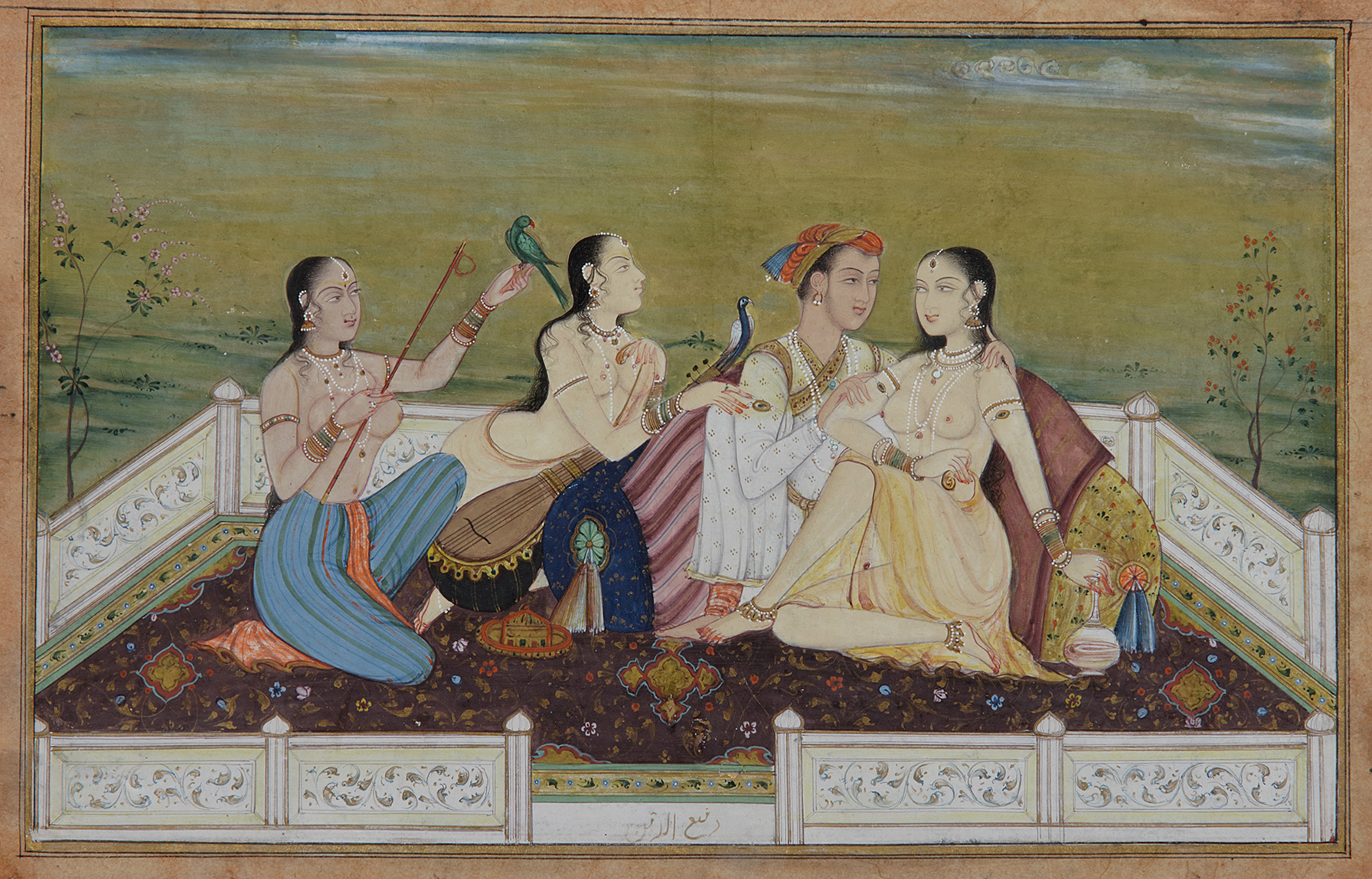 An Indian miniature depicting a loving couple