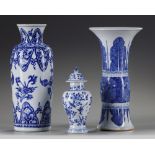 Three Chinese blue and white vases