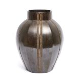 A heavy Japanese bronze hexagonal vase