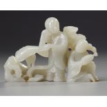 A Chinese white jade carving of the Laughing Twins