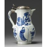 A silver-mounted Chinese blue and white moulded Milk Jug