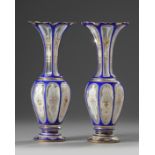 A pair of French glass vases