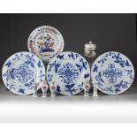 A group of Chinese famille rose and blue and white porcelain