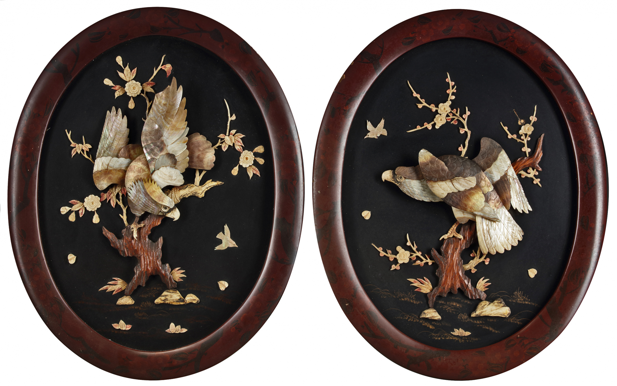 Two Japanese lacquered panels