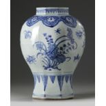 A Chinese octagonal blue and white vase