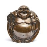 Heavy brass Japanese figure of a laughing Hotei