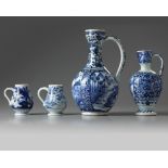 A group of four Japanese blue and white Arita vessels