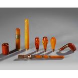 A set of Islamic amber pipe pieces