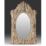 A large Deep carved ivory and bone wall mirror