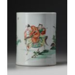 A Chinese famille verte brush pot, bitong