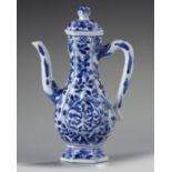 A small Chinese blue and white hexagonal ewer and cover