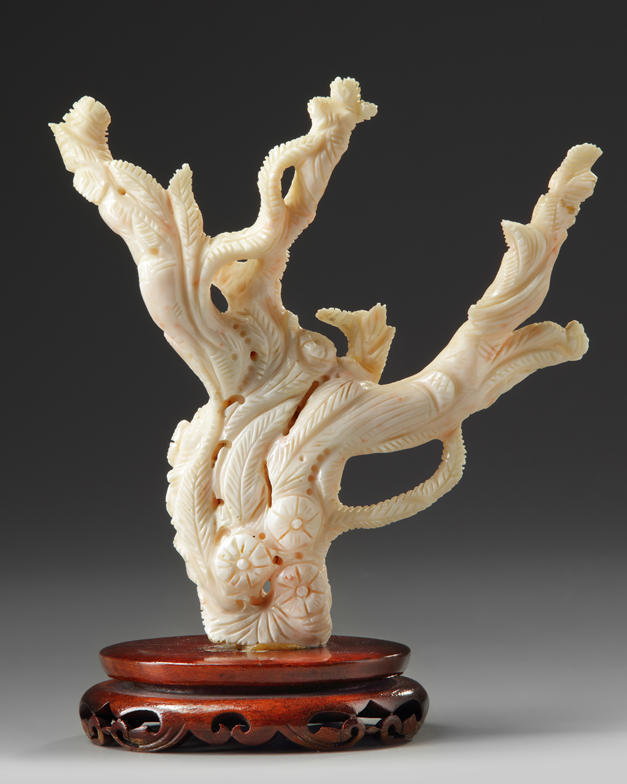 A Chinese pale coral 'figural' carving - Image 2 of 2