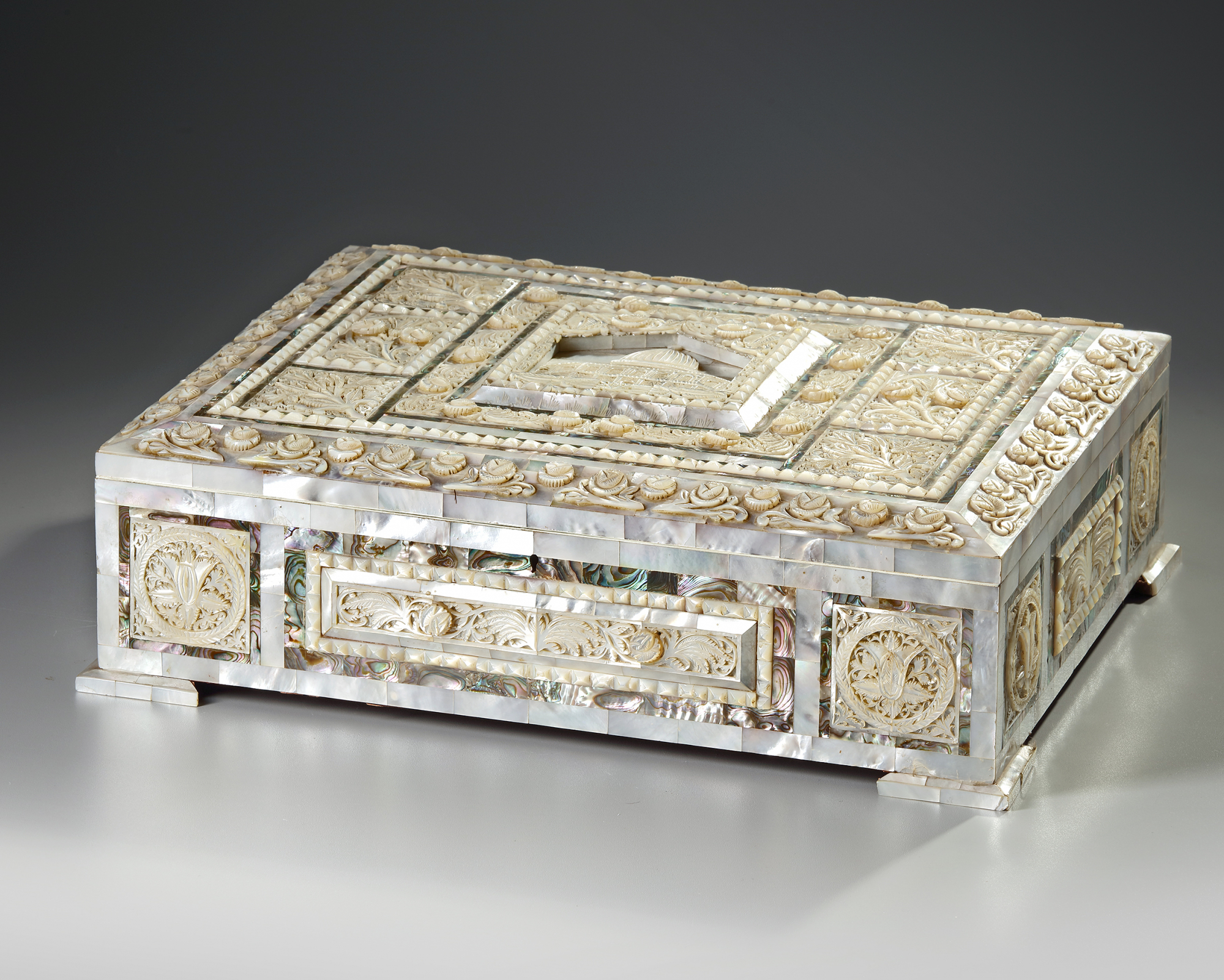 An Islamic mother-of-pearl and ivory inlaid box - Image 2 of 2