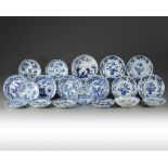 A group of twenty Chinese blue and white objects