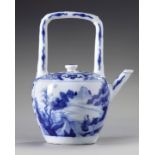 A Chinese blue and white 'scholars' teapot