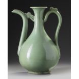 A Chinese celadon-glazed ewer