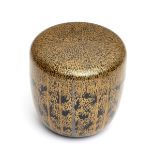 A Japanese lacquerwork tea caddy (natsume) decorated with bamboo in gold makie-lacquer