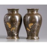 A pair of Japanese bronze vases