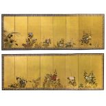 A pair of Japanese eight-panel Byobu screens