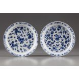 A pair of Chinese blue and white 'floral' dishes