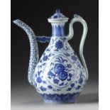 A Chinese Ming-style blue and white ewer and cover