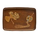 A Japanese hirobuta-tray all over decorated with sprinkled gold nashiji-lacquer
