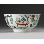 A Chinese famille verte 'precious objects' bowl
