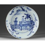 A Chinese blue and white 'ladies' dish