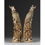 A pair of Chinese ivory phoenix