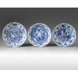 Three Chinese blue and white dishes