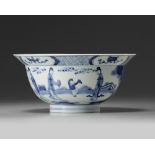 A Chinese blue and white 'klapmuts' bowl