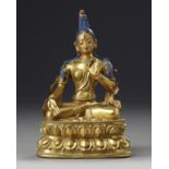 A Tibetan gilt bronze bodhisattva