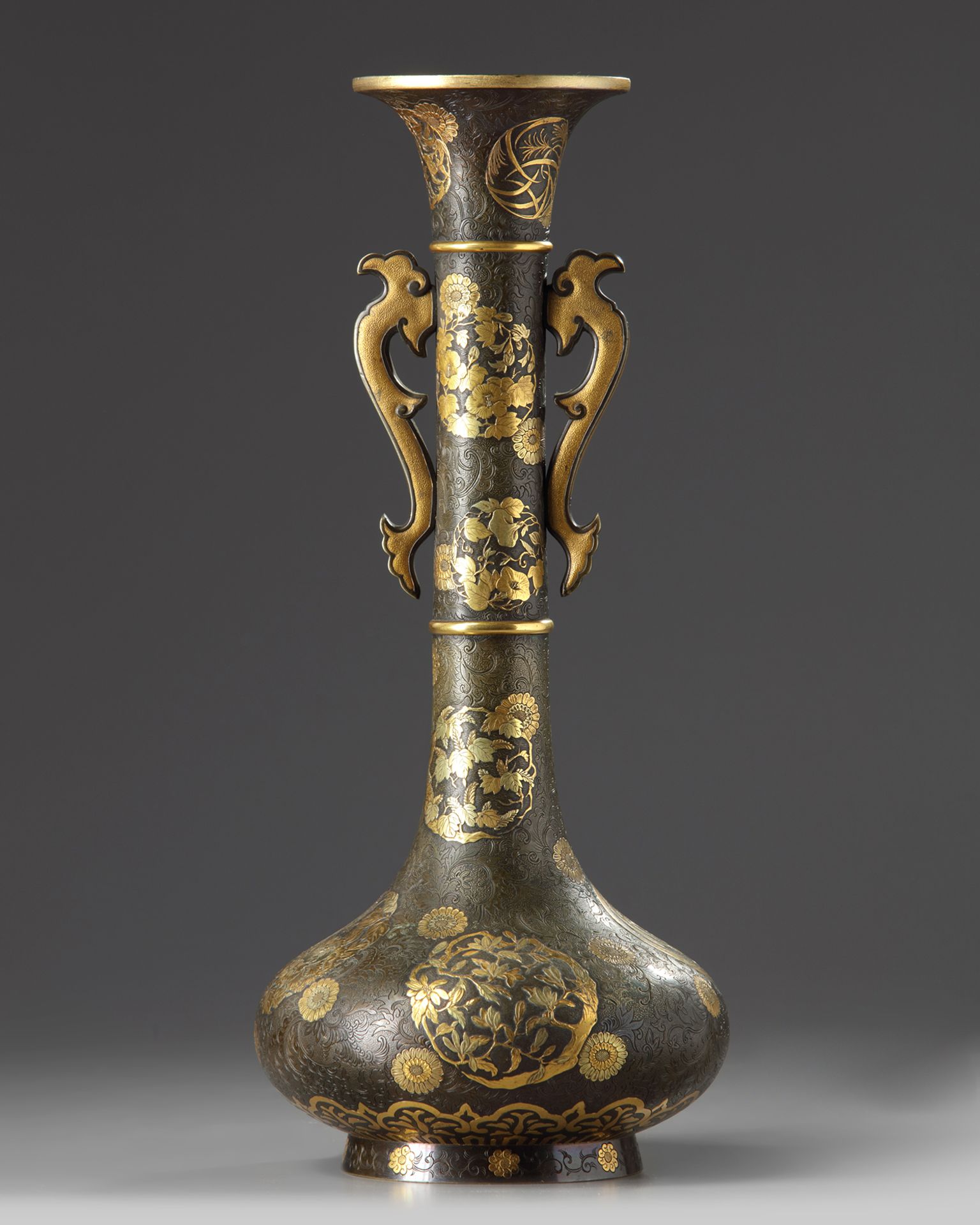 A Japanese gilt bronze vase