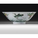 A Chinese famille verte 'crane and peach' bowl