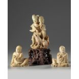 Three Chinese soapstone figures