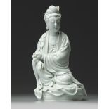 A Chinese white glazed Guanyin