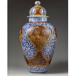 A rare European-enamelled Japanese Arita vase and cover