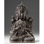 A Chinese gilt laquered bronze Guanyin