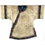 A Chinese cream-ground embroidered short informal robe
