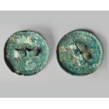 Two Chinese bronze harness buttons