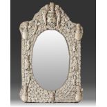 A large Deep carved ivory and bone wall mirror