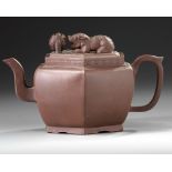 A Chinese Yixing hexagonal teapot and cover