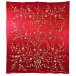 An Ottoman red silk bedsheet