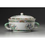 A Chinese famille verte tureen and cover