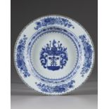 A Chinese blue and white armorial dish