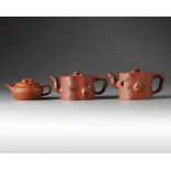 Three Chinese Yixing teapots and covers