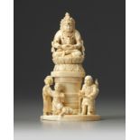 A Japanese ivory okimono of a meditating Buddha