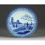 A Chinese blue and white 'Scheveningen' dish