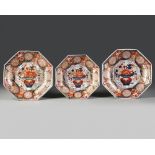 A set of three Japanese Imari octagonal dishes