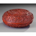 A Chinese cinnabar lacquer box and cover